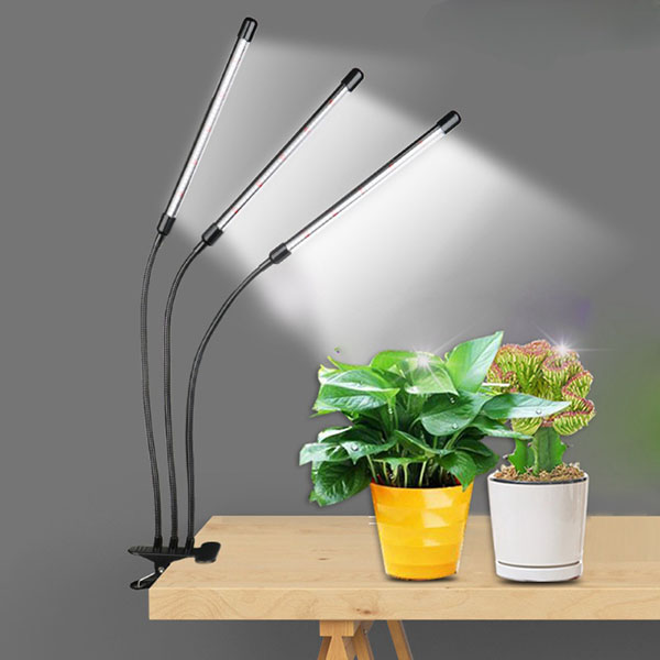 Small clip three tube white light plant lamp