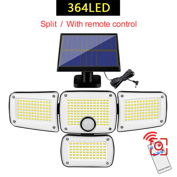 Solar powered four head wall lamp remote control